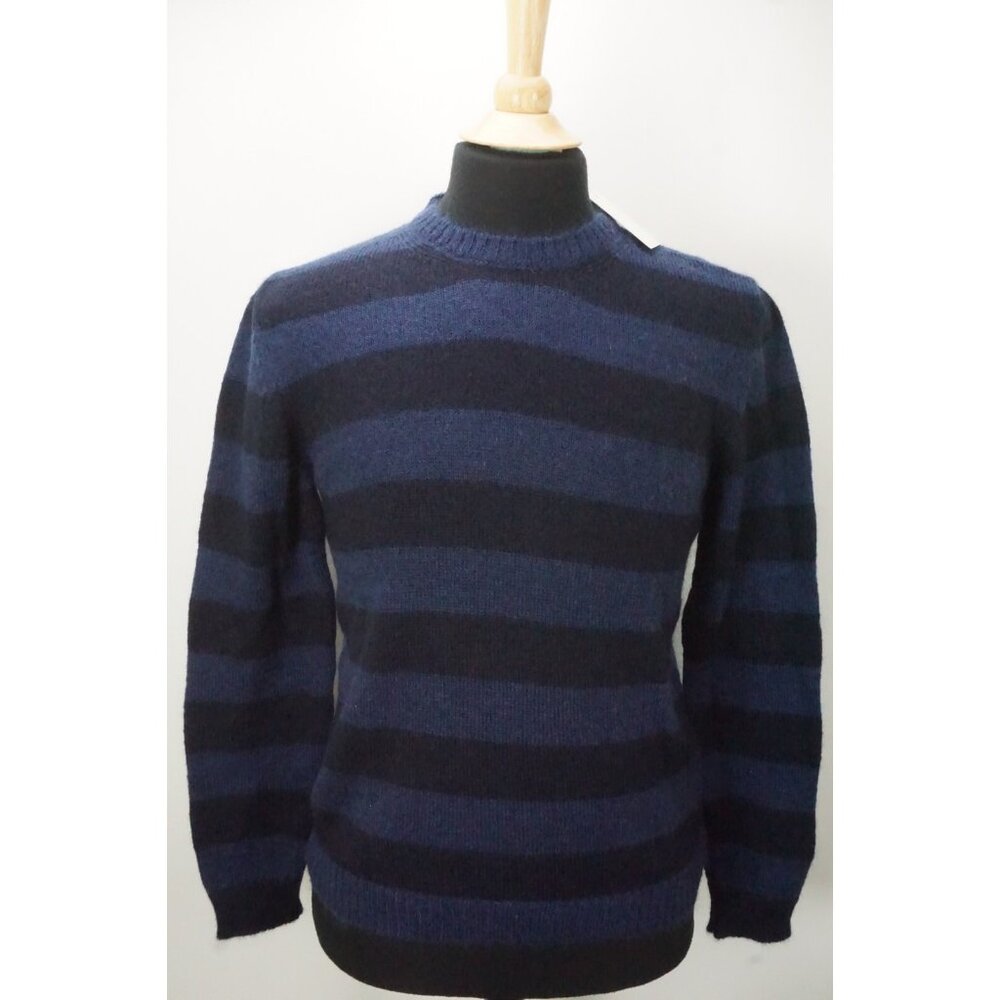 Eidos Girocollo Blue Black Knitted Superkid Mohair Blend Sweater M BRAND NEW